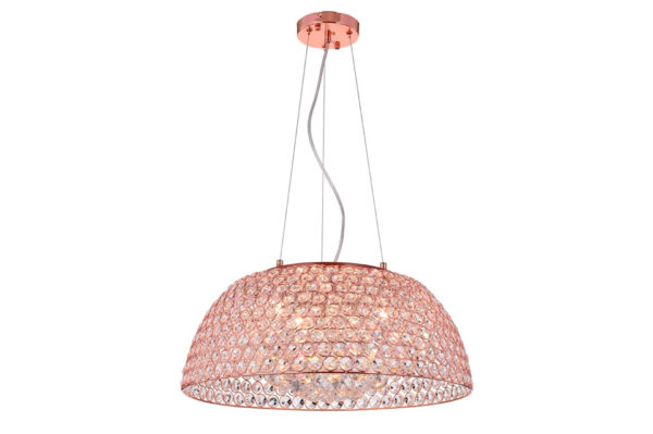 LUSTRE MEIA-LUA CRISTAIS E ROSÉ GOLD M